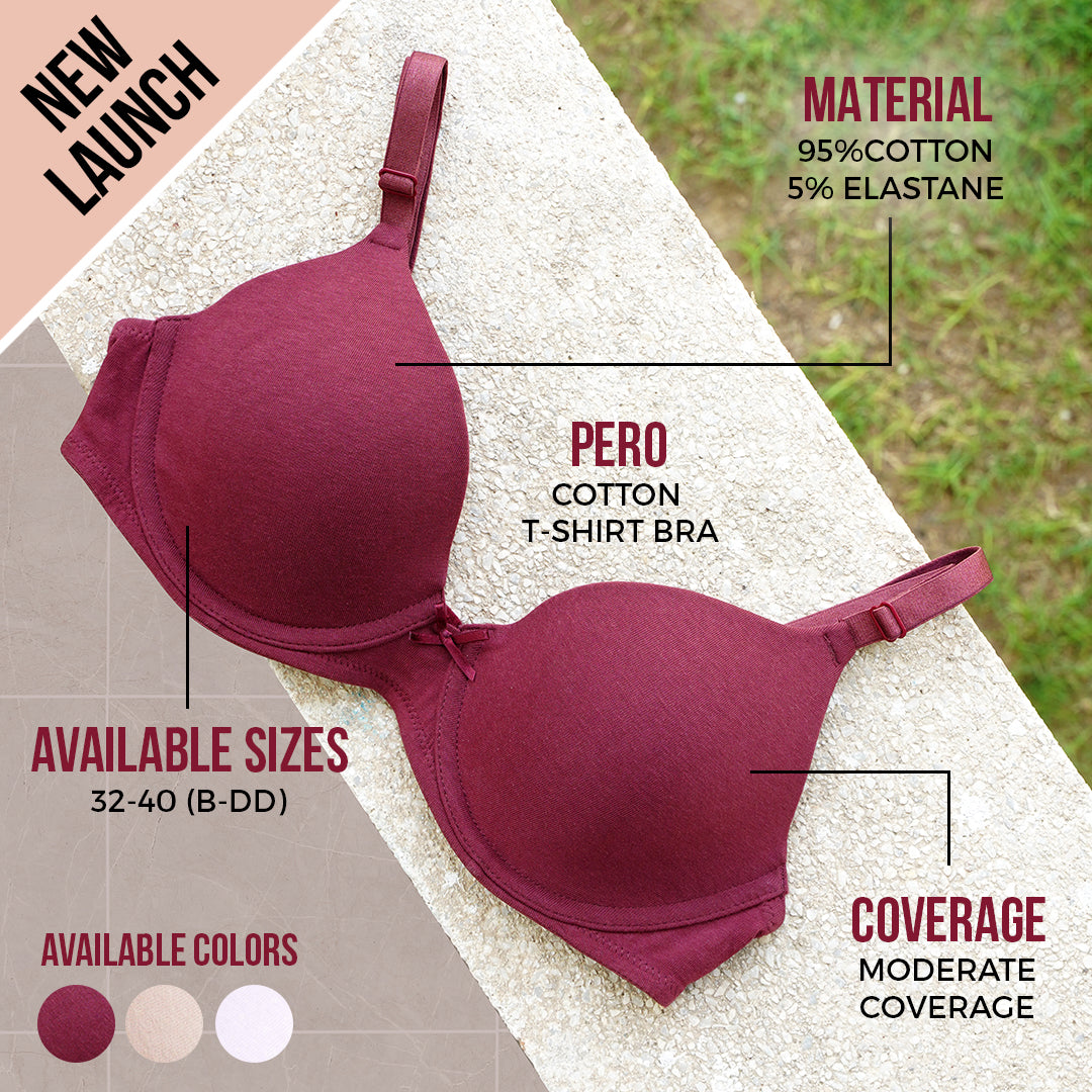 BLS - Pero Wired And Padded Cotton Bra - Maroon