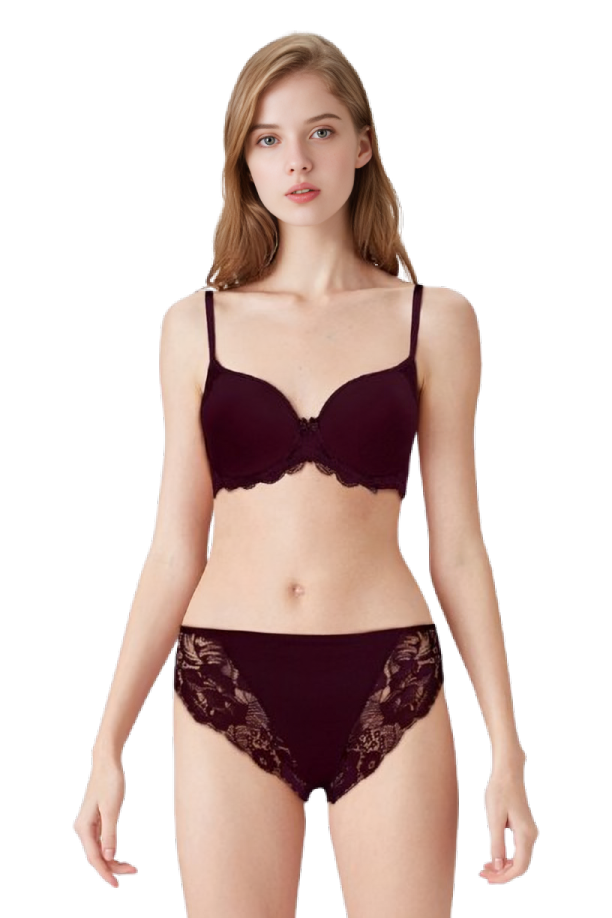 BLS - Breathable Wired And Light Padded Bra - Burgundy